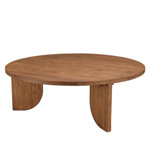 Sixtine - table basse ronde 100x100cm en bois de teck recyclé