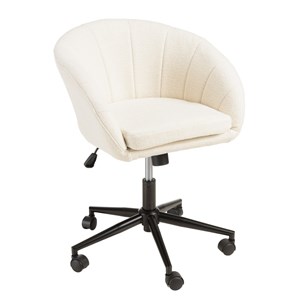 Mina - chaise de bureau à roulettes en tissu écru dossier arrondi