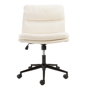 Mina - chaise de bureau à roulettes en tissu écru dossier carré