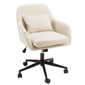 Mina - chaise de bureau à roulettes en tissu beige dossier carré