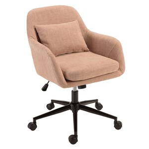 Mina - chaise de bureau à roulettes en tissu rose dossier carré