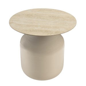 Hortense - table d'appoint plateau carreaux vitrifiés pied en fer beige