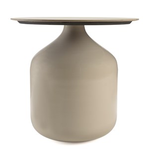 Hortense - table d'appoint plateau carreaux vitrifiés pied en fer beige