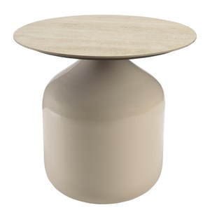 Hortense - table d'appoint plateau carreaux vitrifiés pied en fer beige