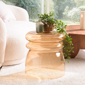 Hortense - table d'appoint design en verre fumé couleur marron clair