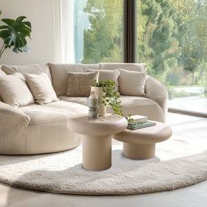 Hortense - set de 2 tables basses forme champignon en fer beige mat