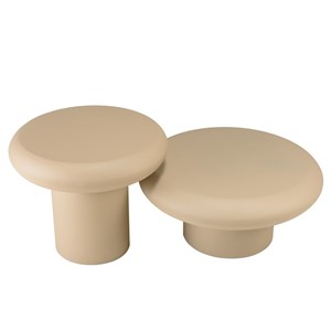 Hortense - set de 2 tables basses forme champignon en fer beige mat