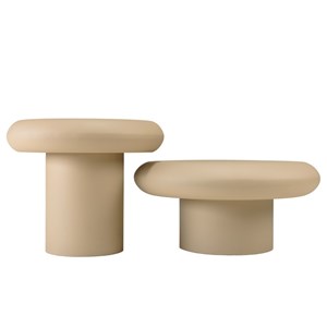 Hortense - set de 2 tables basses forme champignon en fer beige mat