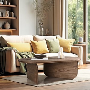 Romy - table basse 140cm forme organique en bois de mindi