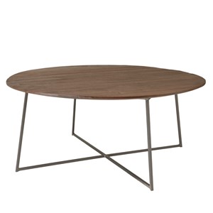 Romy - table basse ronde 80x80cm en bois de mindi pieds en métal noir