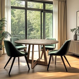 Romy - table à manger ronde 140x140cm en bois de mindi