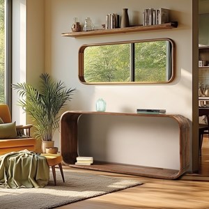 Romy - console design arrondi en bois de mindi