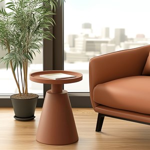 Agathe - table d'appoint ronde en bois peint terracotta d38cm