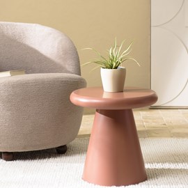 Agathe - table d'appoint ronde en bois peint terracotta d40cm