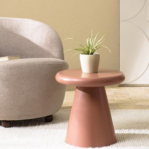 Agathe - table d'appoint ronde en bois peint terracotta d40cm
