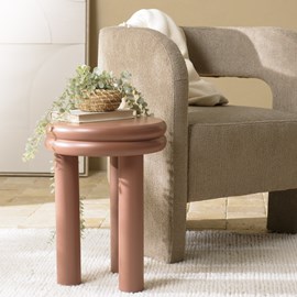 Agathe - table d'appoint ronde en bois peint terracotta d35cm