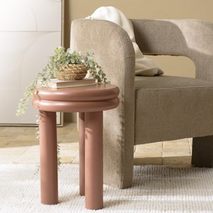 Agathe - table d'appoint ronde en bois peint terracotta d35cm