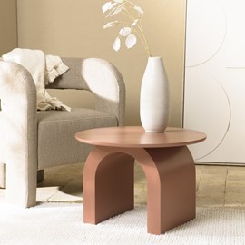 Agathe - table basse ronde en bois laqué terracotta d60cm