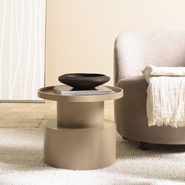 Agathe - table d'appoint ronde en bois peint taupe d45cm