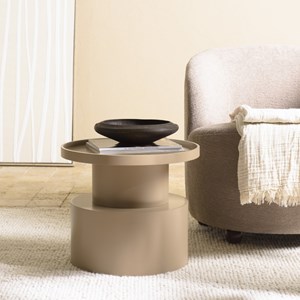 Agathe - table d'appoint ronde en bois peint taupe d45cm