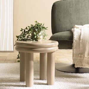 Agathe - table d'appoint ronde en bois peint taupe d40cm