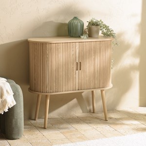 Agathe - buffet ovale 80x33cm en bois couleur naturelle