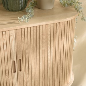 Agathe - buffet ovale 80x33cm en bois couleur naturelle