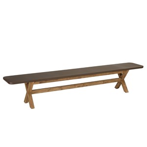 Nestor - banc 240x40cm effet béton marron pieds en bois d'acacia