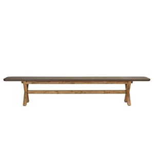 Nestor - ensemble table et bancs effet béton marron pieds en bois d'acacia
