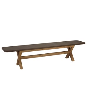 Nestor - banc 200x40cm effet béton marron pied en bois d'acacia