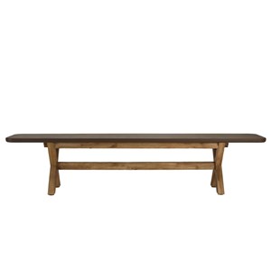 Nestor - banc 200x40cm effet béton marron pied en bois d'acacia