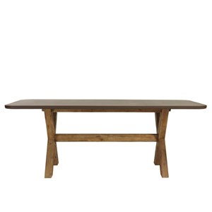Nestor - ensemble table et bancs effet béton marron pieds en bois d'acacia