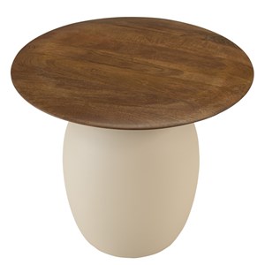 James - table d'appoint 48x48cm plateau en manguier pied métal ivoire james