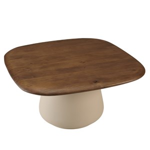 James - table basse 70x70cm en manguier pied métal ivoire (2 colis)