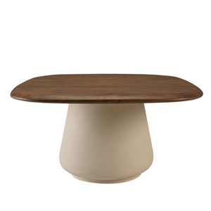 James - table basse 70x70cm en manguier pied métal ivoire (2 colis)