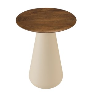 James - table d'appoint 40x40cm plateau en manguier pied métal ivoire james