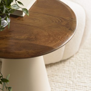 James - table d'appoint 40x40cm plateau en manguier pied métal ivoire james
