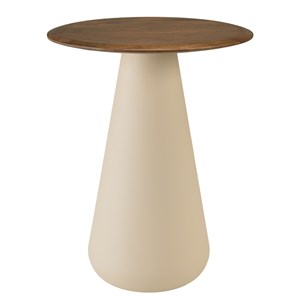 James - table d'appoint 40x40cm plateau en manguier pied métal ivoire james