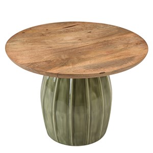 James - table basse 60x60cm plateau en manguier pied en émail vert james