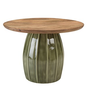 James - table basse 60x60cm plateau en manguier pied en émail vert james