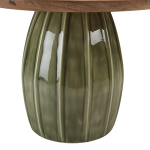 James - table basse 60x60cm plateau en manguier pied en émail vert james