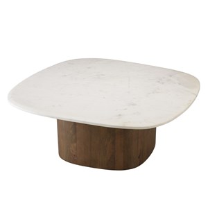 James - table basse 80x75cm plateau marbre blanc de banswara