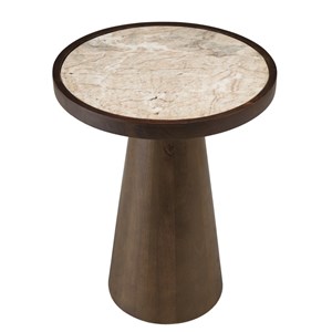 James - table d'appoint 40x40cm plateau marbre pied en manguier foncé