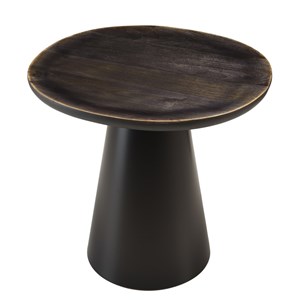 James - table d'appoint 45x42cm plateau en manguier émaillé pied métal