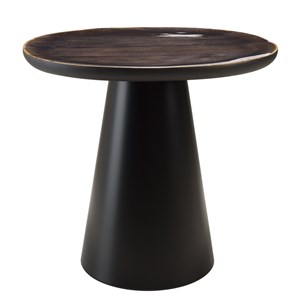 James - table d'appoint 45x42cm plateau en manguier émaillé pied métal