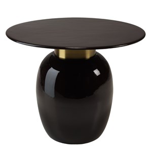James - table d'appoint ronde 50x50cm en métal émaillé noir, col doré