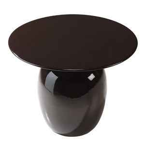 James - table d'appoint ronde 50x50cm en métal émaillé noir, col doré