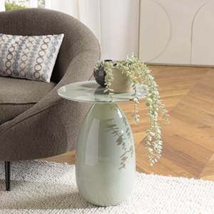 James - table d'appoint ronde 40x40cm en métal émaillé vert d'eau