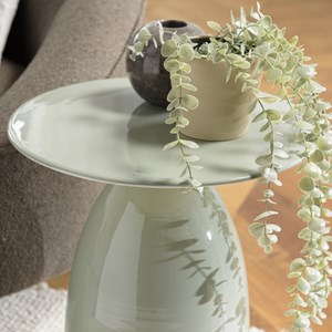 James - table d'appoint ronde 40x40cm en métal émaillé vert d'eau