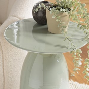 James - table d'appoint ronde 40x40cm en métal émaillé vert d'eau